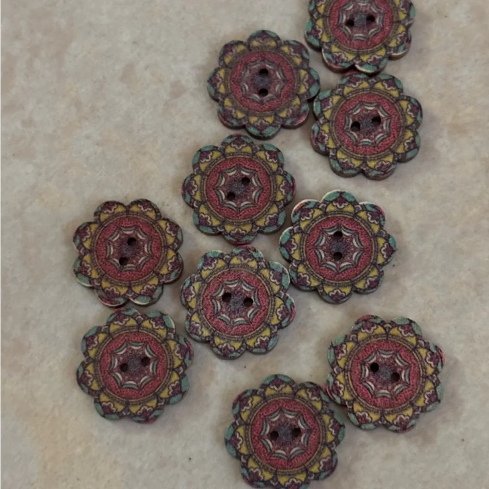 Handmade Beaded Floral Buttons - Assorted Colors